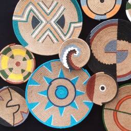 Boho Jute Wall Basket Set, African Decor, Handmade Basket, Plate, Farmhouse Ethnic - thumbnail 2