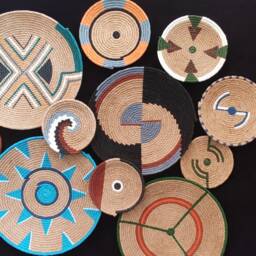 Boho Jute Wall Basket Set, African Decor, Handmade Basket, Plate, Farmhouse Ethnic - thumbnail 3