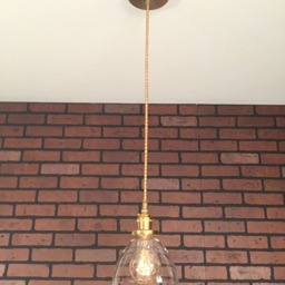 "Industrial Pendant Light -Brass 6"" Clear Glass Cone Shade With Patented ""Huila Electrical Connectors" - thumbnail 2