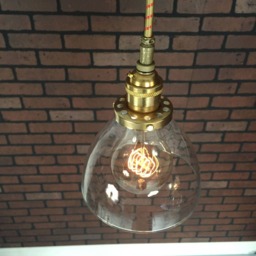 "Industrial Pendant Light -Brass 6"" Clear Glass Cone Shade With Patented ""Huila Electrical Connectors" - thumbnail 3