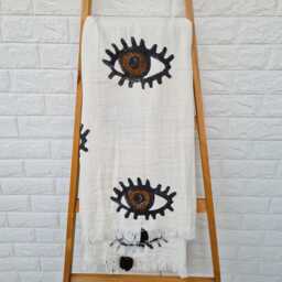 Organic Cotton Evil Eye Blanket Turkish Couch Throw, Picnic Blanket - thumbnail 1