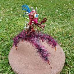 Spiked Mutant Cyclops - Bendable Copper Wire Creature Fun, Unique, Fully Poseable Hand-Made Out Of Recycled & Repurposed Materials - thumbnail 4