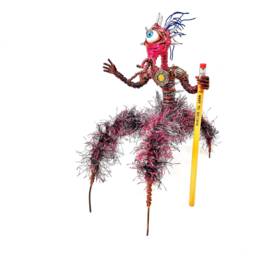Spiked Mutant Cyclops - Bendable Copper Wire Creature Fun, Unique, Fully Poseable Hand-Made Out Of Recycled & Repurposed Materials - thumbnail 3