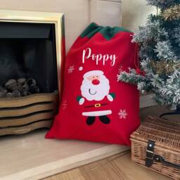 Personalised Christmas Stocking Sack For Children Pets Kids First - Reindeer Santa Penguin Snowman Xmas Eve Gift Idea - thumbnail 4