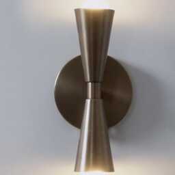 Modern Handmade Brass - Cone Wall Sconce Light Bathroom Vintage Style Stilnovo Lamp 2-Light - thumbnail 3