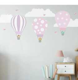 Kids Wall Decals Hot Air Balloons, Nursery Decals, Girls Decor, Stickers, Baby Mural - thumbnail 1