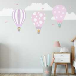 Kids Wall Decals Hot Air Balloons, Nursery Decals, Girls Decor, Stickers, Baby Mural - thumbnail 3