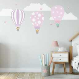 Kids Wall Decals Hot Air Balloons, Nursery Decals, Girls Decor, Stickers, Baby Mural - thumbnail 2