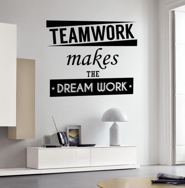 Wall Vinyl Decal Quote Teamwork Makes The Dream Work Words Sticker Home Office Decor - #2108Dm - image 1