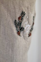 Rustic Linen Christmas Stocking, Personalized Natural Kids Stocking With Hand Embroidered Name