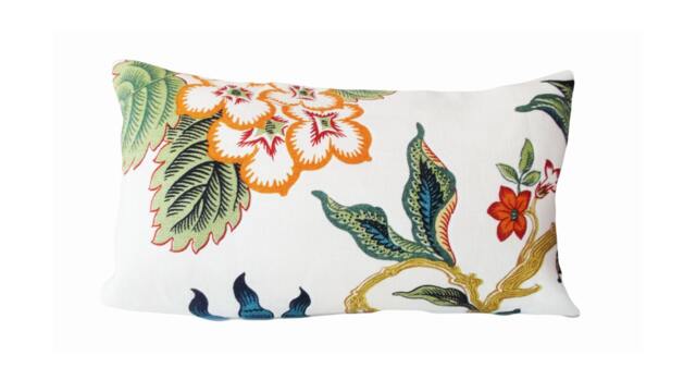 Hothouse Flowers Linen Throw Pillow Cover Schumacher Botanical Print - image 1