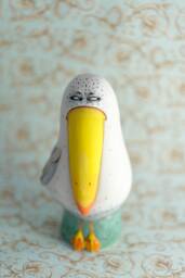 Ceramic Sculpture - Figurine Seagull Bird Unique Gift Handmade Home Decor - thumbnail 1