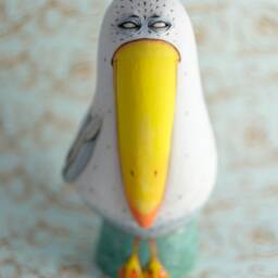 Ceramic Sculpture - Figurine Seagull Bird Unique Gift Handmade Home Decor - thumbnail 2