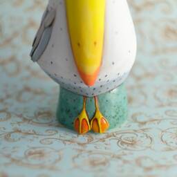 Ceramic Sculpture - Figurine Seagull Bird Unique Gift Handmade Home Decor - thumbnail 4
