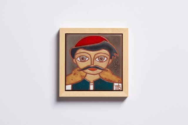Male Portrait Ceramic Tile Handmade Wall Decor Combo Man Art Folk Farmer Father in Law Gift Fathers Day Original Artwork Fatherhood - image 1