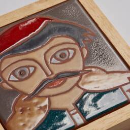 Male Portrait Ceramic Tile Handmade Wall Decor Combo Man Art Folk Farmer Father in Law Gift Fathers Day Original Artwork Fatherhood - thumbnail 2