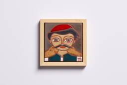 Male Portrait Ceramic Tile Handmade Wall Decor Combo Man Art Folk Farmer Father in Law Gift Fathers Day Original Artwork Fatherhood - thumbnail 1