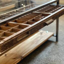 statement Coffee Table - Double Printers Tray Industrial Display Furniture For Curiosities + Collectibles - thumbnail 3