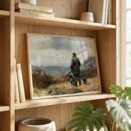 Pheasant Shooting Wall Art, Hunter With Spaniels Oil Painting, British Country Sports Print, Gundog Lodge Decor - thumbnail 4