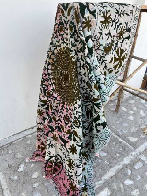 Luxury Handcrafted Cotton Kantha Suzani Quilt Blanket - Soft Vintage Style Bedding With Artisan Hand Stitch Work - image 1