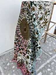 Luxury Handcrafted Cotton Kantha Suzani Quilt Blanket - Soft Vintage Style Bedding With Artisan Hand Stitch Work - thumbnail 1