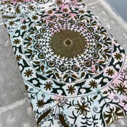 Luxury Handcrafted Cotton Kantha Suzani Quilt Blanket - Soft Vintage Style Bedding With Artisan Hand Stitch Work - thumbnail 4