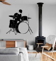 Wall Vinyl Music Drum Drummer Rock Guaranteed Quality Decal 1698Dz - thumbnail 1