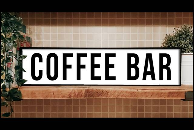 Large Coffee Bar Sign Framed Metal Retro Wall Art - image 1