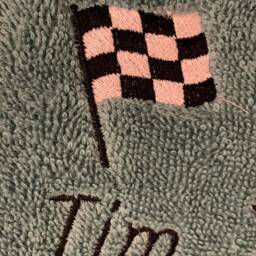 Checker Flag Towel - Personalised Face Cloth/Hand Bath = Embroidered - thumbnail 2