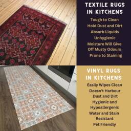 Kitchen Runner Rug in Terracotta Spanish Tile Pattern, Large Vinyl Floor Cloth Mat - thumbnail 4