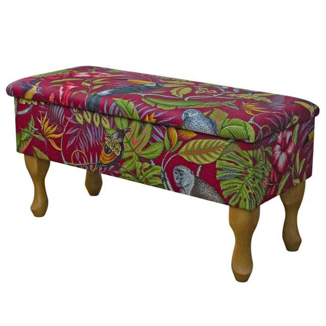 Cranberry Rainforest Dressing Table Stool With Storage - Handmade in Britain - image 1