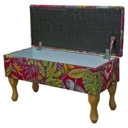 Cranberry Rainforest Dressing Table Stool With Storage - Handmade in Britain - thumbnail 2