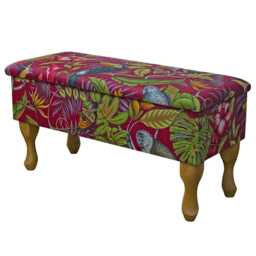 Cranberry Rainforest Dressing Table Stool With Storage - Handmade in Britain - thumbnail 1