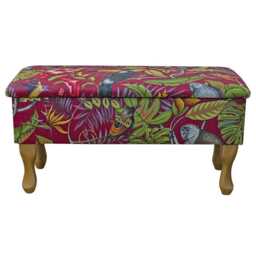 Cranberry Rainforest Dressing Table Stool With Storage - Handmade in Britain - thumbnail 3