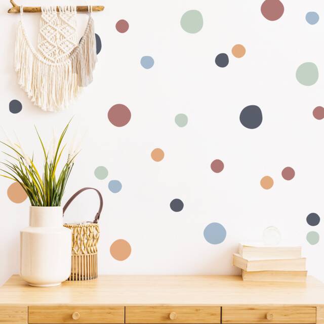 Boho Polka Dot Wall Decals - Fabric Peel & Stick Stickers For Kids Bedroom, Nursery Playroom - image 1