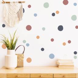 Boho Polka Dot Wall Decals - Fabric Peel & Stick Stickers For Kids Bedroom, Nursery Playroom