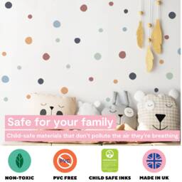 Boho Polka Dot Wall Decals - Fabric Peel & Stick Stickers For Kids Bedroom, Nursery Playroom - thumbnail 3