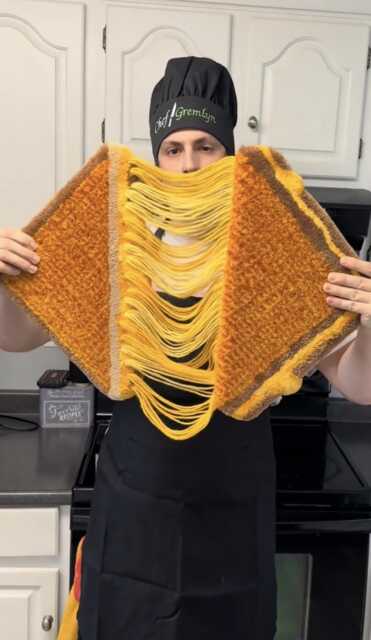 Tufted Grilled Cheese Wall Hanging Art, Food Art - image 1