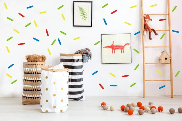 Sprinkles Wall Decals, Confetti Decal, Stickers, Nursery Girl Decor, Sprinkle Strips Decals, 96 Decals 46Nw - image 1