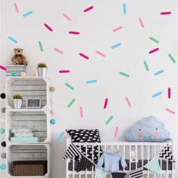 Sprinkles Wall Decals, Confetti Decal, Stickers, Nursery Girl Decor, Sprinkle Strips Decals, 96 Decals 46Nw - thumbnail 2
