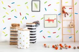 Sprinkles Wall Decals, Confetti Decal, Stickers, Nursery Girl Decor, Sprinkle Strips Decals, 96 Decals 46Nw - thumbnail 1