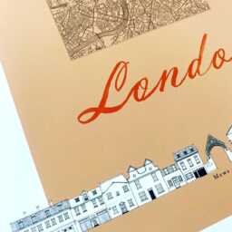 London Streetscape + Map Drawing Mew England City Plan - Art Print Wedding Moving Gift Souvenir Local Decor Travel Wall - thumbnail 3