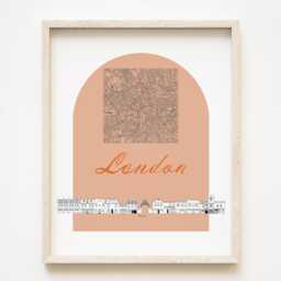 London Streetscape + Map Drawing Mew England City Plan - Art Print Wedding Moving Gift Souvenir Local Decor Travel Wall - thumbnail 1