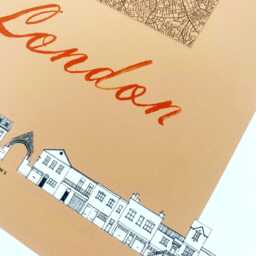 London Streetscape + Map Drawing Mew England City Plan - Art Print Wedding Moving Gift Souvenir Local Decor Travel Wall - thumbnail 4