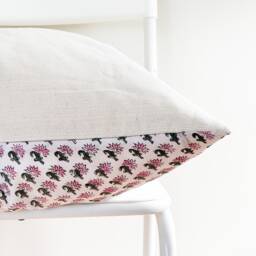 Block Print Pillow Cover Floral Batik, Boho Farmhouse Decor - 20x20 - thumbnail 3
