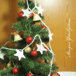 White Christmas Star Garland Crochet Rustic With 12 White Stars Crochet Winter Decoration Tree Ornament - thumbnail 2