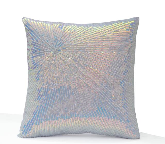 Sequin Pillow, Liquid Metal Sparkling White Pillow Cover, Rainbow Decorative Available in Multiple Sizes - image 1