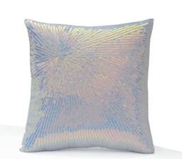 Sequin Pillow, Liquid Metal Sparkling White Pillow Cover, Rainbow Decorative Available in Multiple Sizes - thumbnail 1
