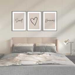 Bedroom Prints Neutral Beige Wall Art Sweet Dream Decor, Posters, Set Of 3 Posters - thumbnail 2
