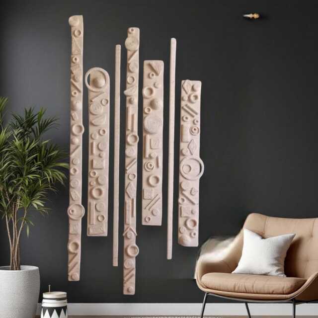 Triptych Fiber Wall Art Boho Jute Rope, 3D Geometric Decor - image 1